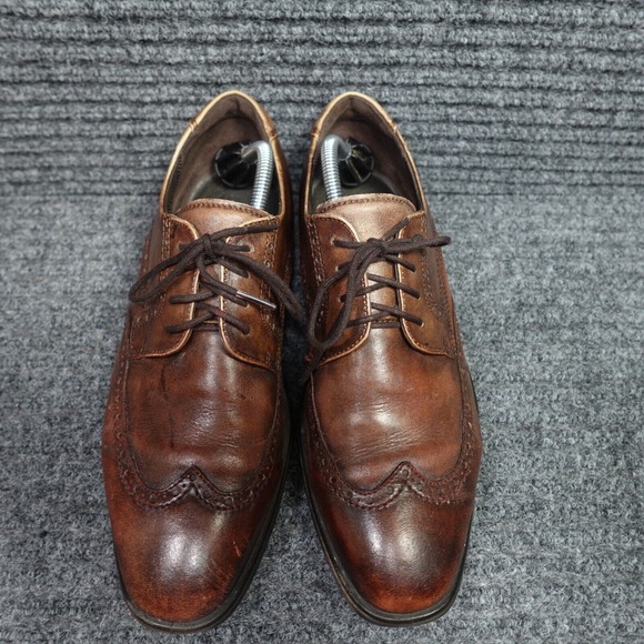 Ecco Shoes Mens 9 Brown Leather Brogue Wingtip Business Casual Dress Shoe - Picture 5 of 14